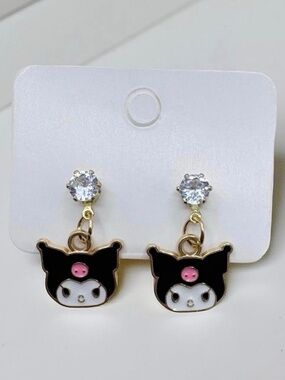 Cute Kuromi Dangle Earrings Rhinestone Stud